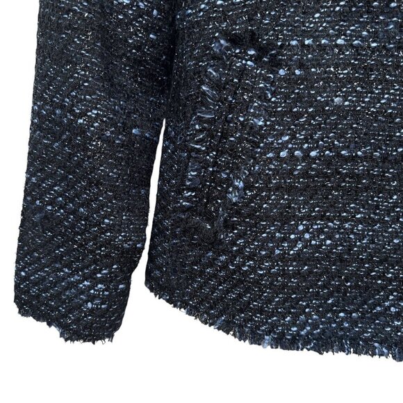 TALBOTS Tweed Blazer Size 4 Womens Shimmer Evening Jacket Blue Black - Picture 7 of 9